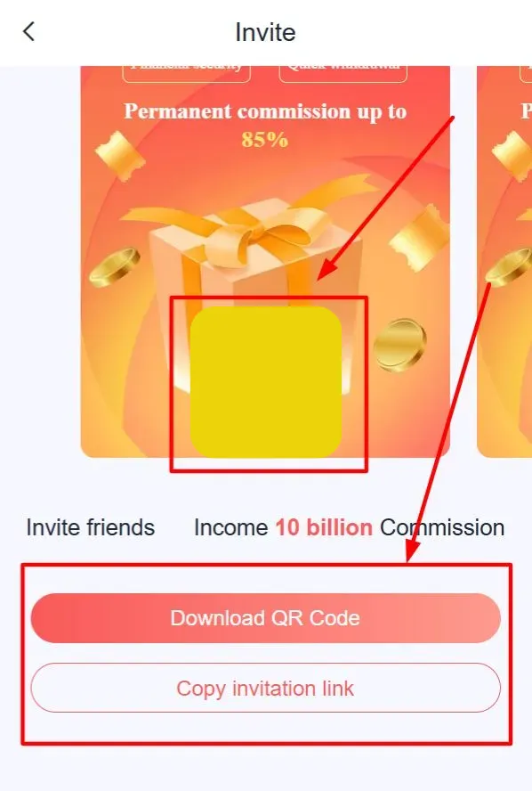 Screen displaying multiple QR codes with options to download or copy the link